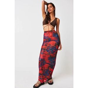 NWT Free People x RONNY KOBO Madrid Skirt - Orange Tie Dye Size XS $258. H
